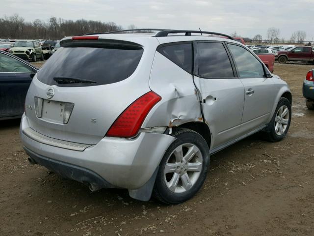 JN8AZ08TX6W429018 - 2006 NISSAN MURANO SL SILVER photo 4