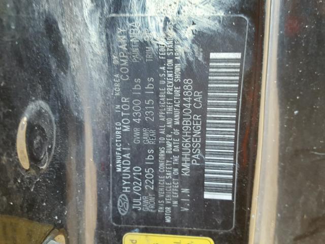 KMHHU6KH9BU044888 - 2011 HYUNDAI GENESIS CO BLACK photo 10