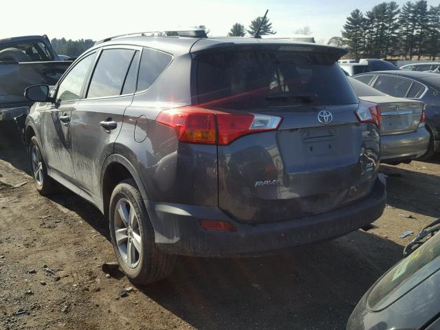 2T3RFREV3FW250819 - 2015 TOYOTA RAV4 XLE CHARCOAL photo 3