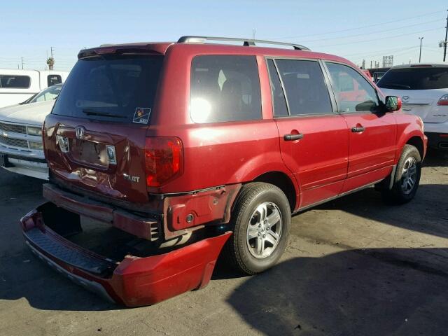 5FNYF18655B037618 - 2005 HONDA PILOT EXL RED photo 4