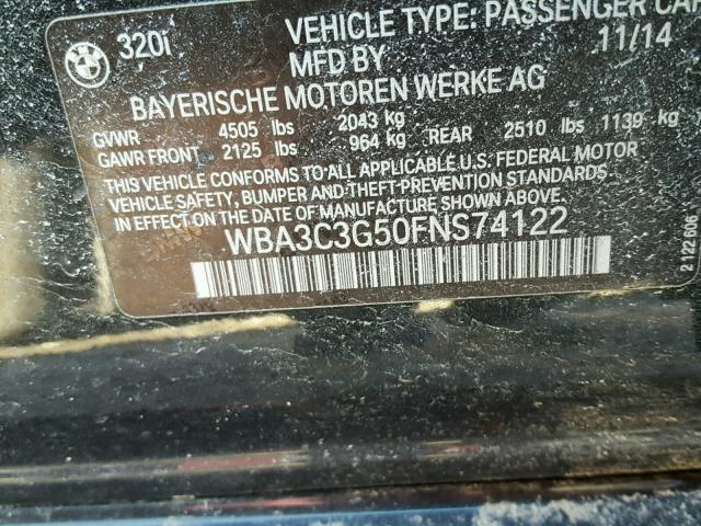 WBA3C3G50FNS74122 - 2015 BMW 320 I BLACK photo 10