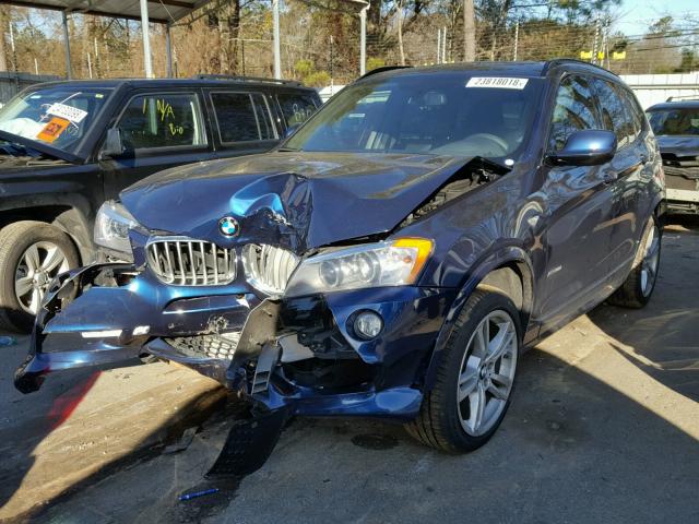 5UXWX7C53E0E81991 - 2014 BMW X3 XDRIVE3 BLUE photo 2