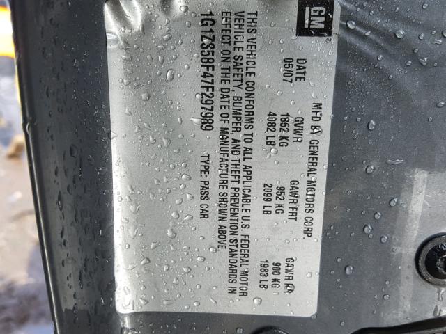 1G1ZS58F47F297989 - 2007 CHEVROLET MALIBU LS GRAY photo 10