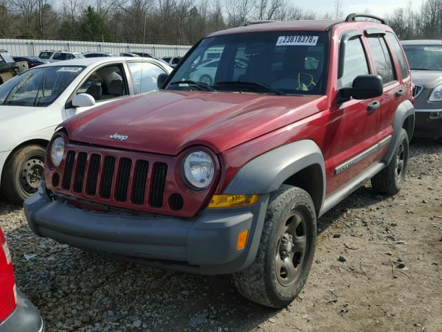 1J4GK48K05W719429 - 2005 JEEP LIBERTY SP RED photo 2