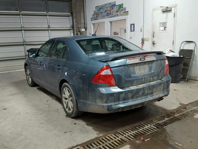 3FAHP0JAXCR301889 - 2012 FORD FUSION SEL BLUE photo 3