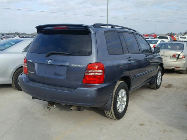 JTEHF21AX20054750 - 2002 TOYOTA HIGHLANDER BLUE photo 4