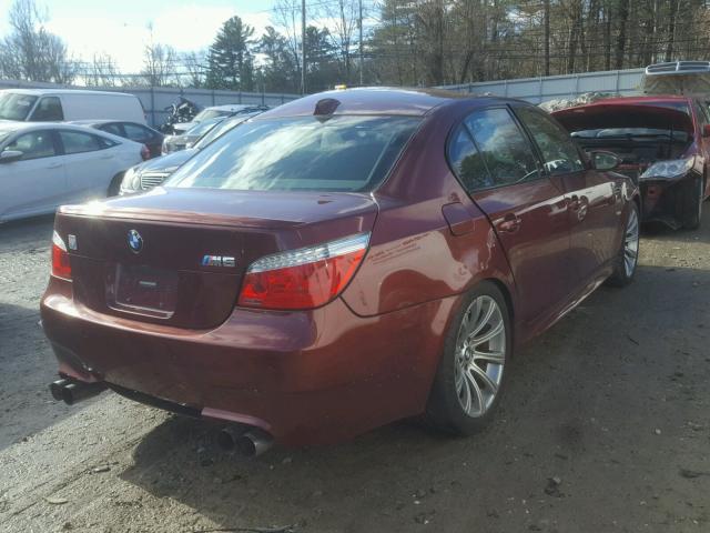 WBSNB93508CX08487 - 2008 BMW M5 MAROON photo 4