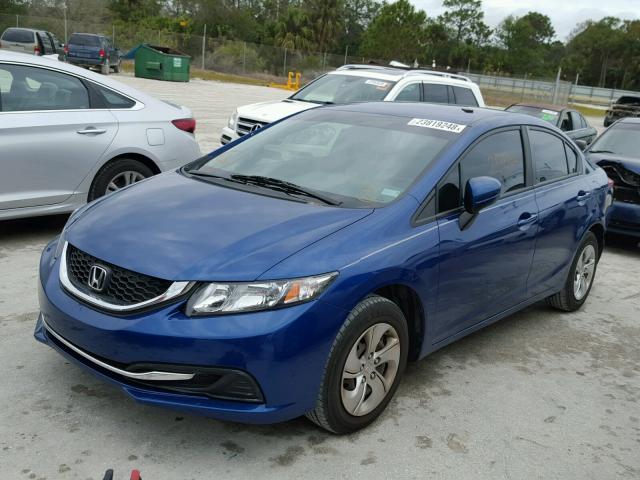 19XFB2F51EE069183 - 2014 HONDA CIVIC LX BLUE photo 2