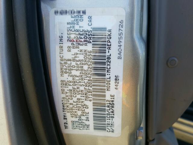 4T1BF28B42U252656 - 2002 TOYOTA AVALON XL GRAY photo 10