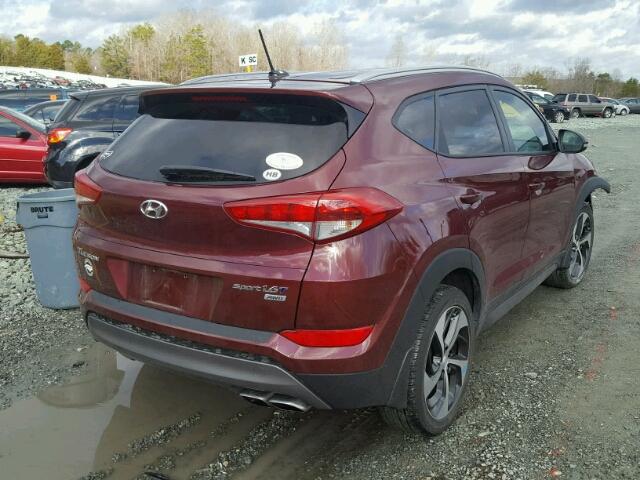 KM8J3CA2XGU112042 - 2016 HYUNDAI TUCSON LIM BURGUNDY photo 4