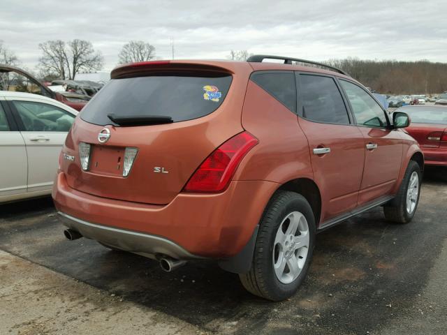 JN8AZ08T53W119208 - 2003 NISSAN MURANO SL ORANGE photo 4