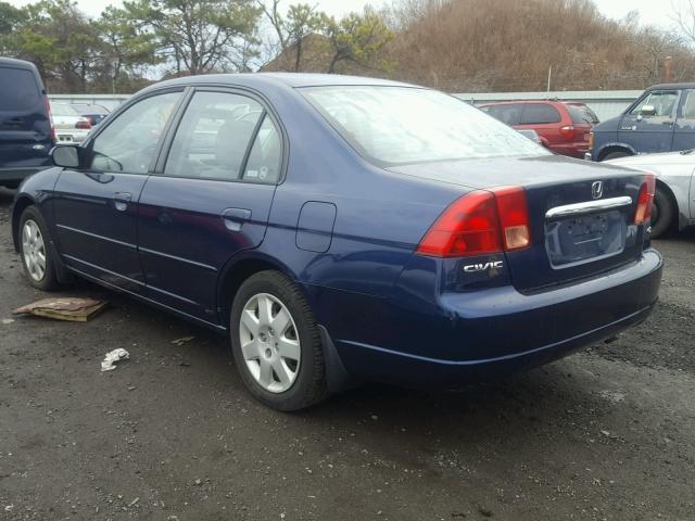 2HGES26732H524937 - 2002 HONDA CIVIC EX BLUE photo 3