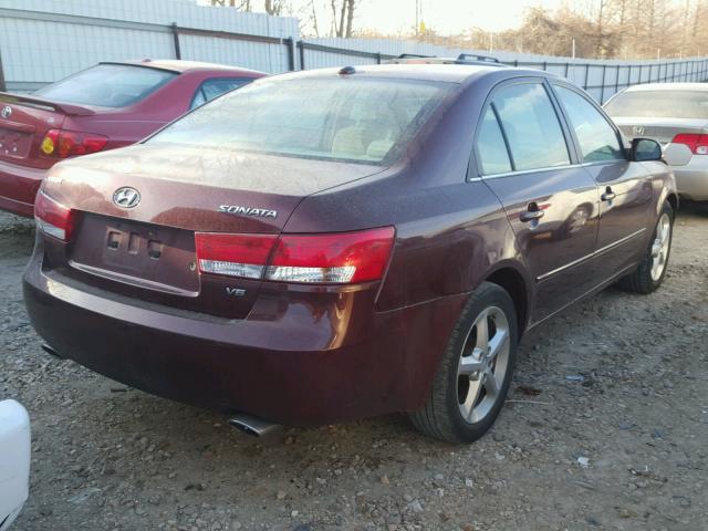 5NPEU46F67H266813 - 2007 HYUNDAI SONATA BURGUNDY photo 4