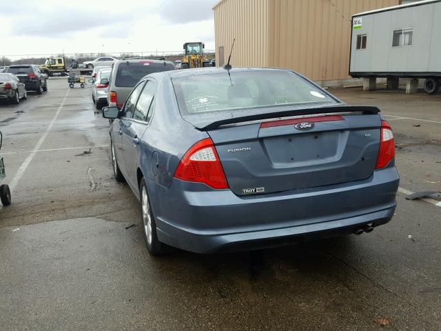 3FAHP0HA2CR362062 - 2012 FORD FUSION SE BLUE photo 3