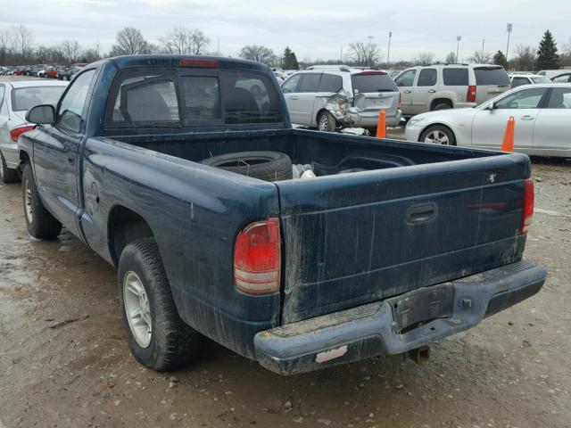 1B7FL26Y7WS615149 - 1998 DODGE DAKOTA GREEN photo 3