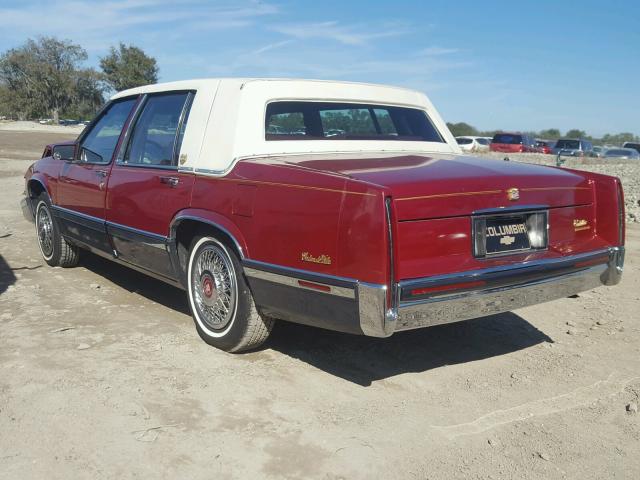 1G6CD53B0M4291600 - 1991 CADILLAC DEVILLE RED photo 3