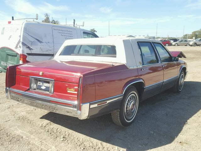 1G6CD53B0M4291600 - 1991 CADILLAC DEVILLE RED photo 4