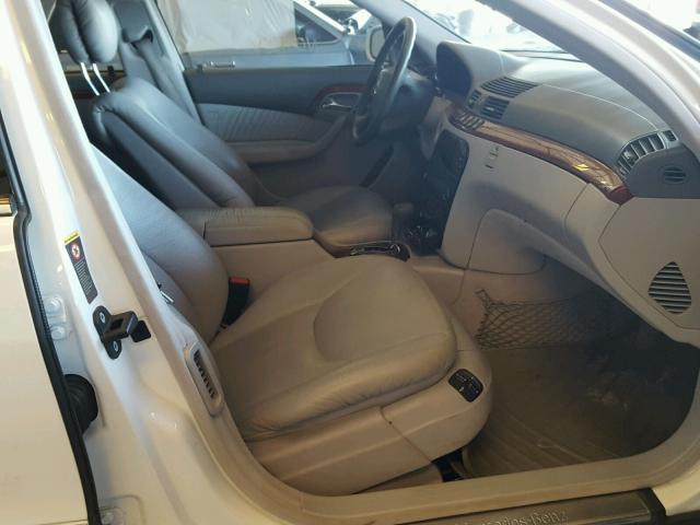 WDBNG70J01A206352 - 2001 MERCEDES-BENZ S 430 WHITE photo 5