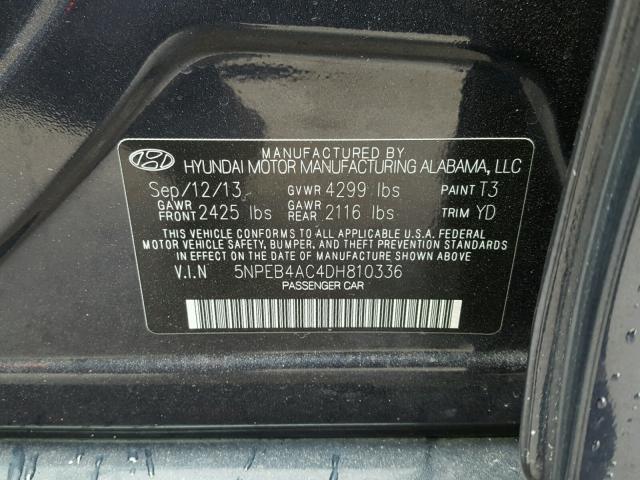 5NPEB4AC4DH810336 - 2013 HYUNDAI SONATA GLS BLUE photo 10