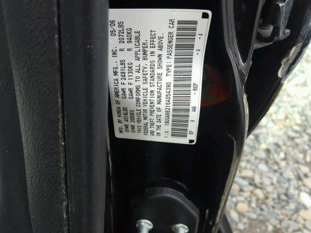 19UUA66216A054390 - 2006 ACURA 3.2TL BLACK photo 10