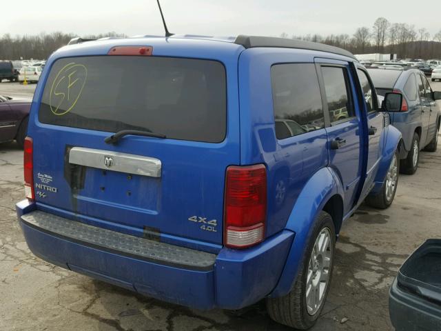 1D8GU58647W702405 - 2007 DODGE NITRO R/T BLUE photo 4