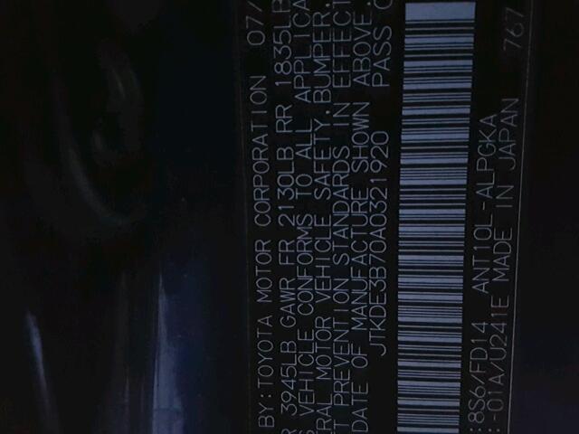 JTKDE3B70A0321920 - 2010 TOYOTA SCION TC 蓝色 照片 10