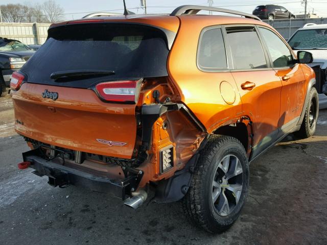 1C4PJMBS5GW270933 - 2016 JEEP CHEROKEE T ORANGE photo 4