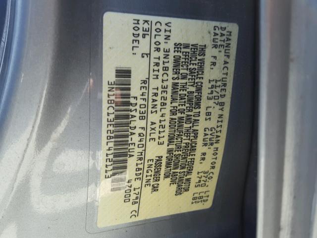 3N1BC13E28L412113 - 2008 NISSAN VERSA S GRAY photo 10