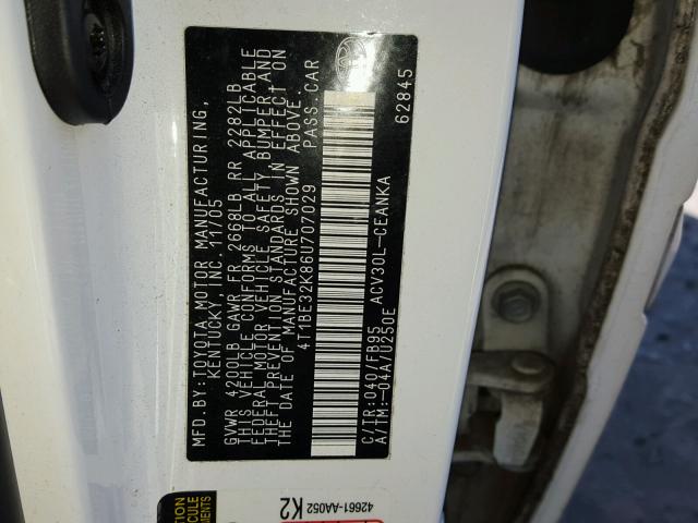 4T1BE32K86U707029 - 2006 TOYOTA CAMRY LE WHITE photo 10