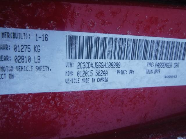 2C3CDXJG6GH188989 - 2016 DODGE CHARGER SX RED photo 10