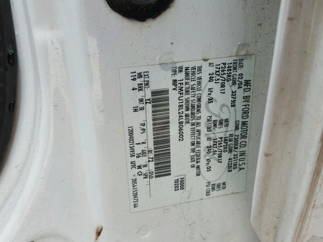 1FMFU18L24LB06002 - 2004 FORD EXPEDITION WHITE photo 10