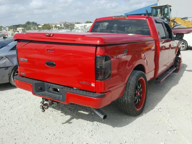 1FTPW12V87KA56343 - 2007 FORD F150 SUPER RED photo 4