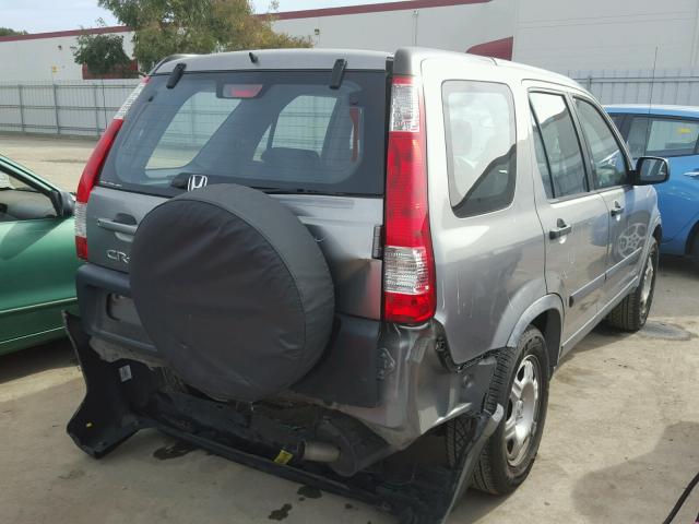 JHLRD78555C042094 - 2005 HONDA CR-V LX GRAY photo 4