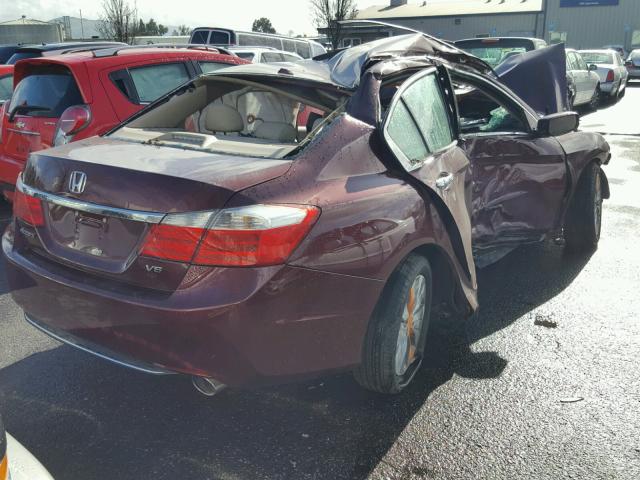 1HGCR3F8XEA000365 - 2014 HONDA ACCORD EXL BURGUNDY photo 4