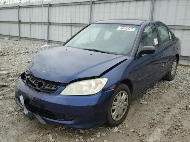 2HGES16505H512600 - 2005 HONDA CIVIC LX BLUE photo 2