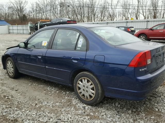 2HGES16505H512600 - 2005 HONDA CIVIC LX BLUE photo 3