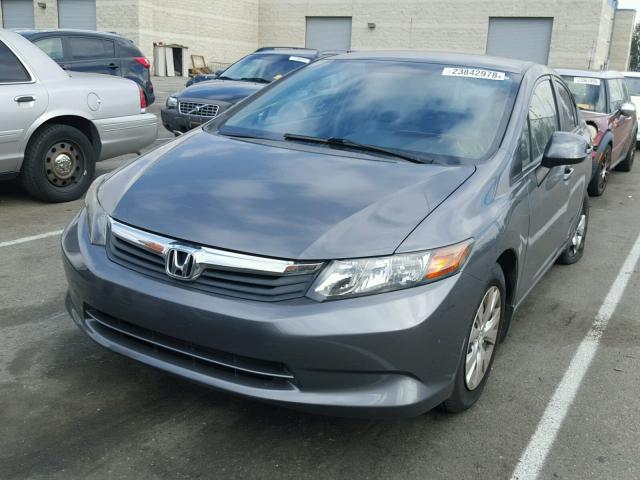 2HGFB2E57CH561558 - 2012 HONDA CIVIC LX GRAY photo 2