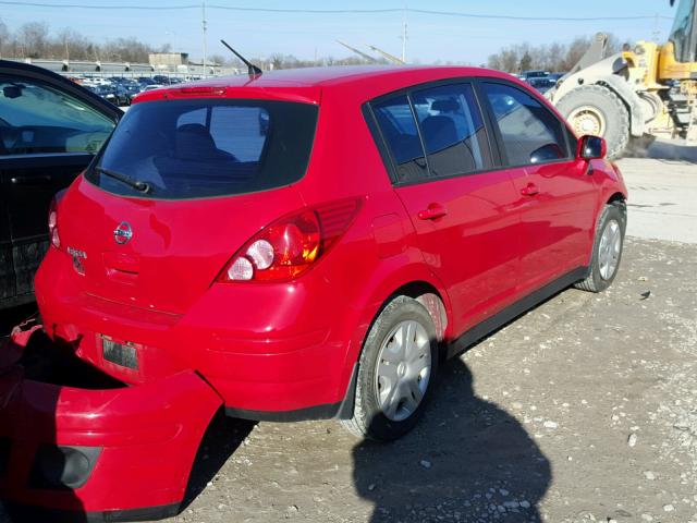 3N1BC1CP5BL505409 - 2011 NISSAN VERSA S RED photo 4