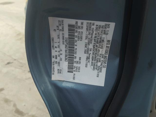 1FAFP56U16A186363 - 2006 FORD TAURUS SEL BLUE photo 10