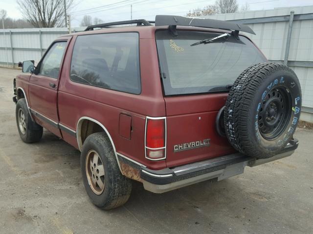 1GNCT18Z6M8223946 - 1991 CHEVROLET BLAZER S10 BURGUNDY photo 3