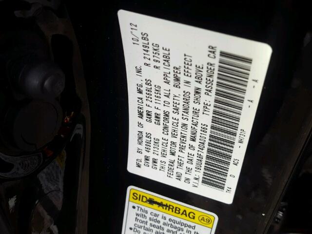 19UUA8F74DA001865 - 2013 ACURA TL ADVANCE BLACK photo 10