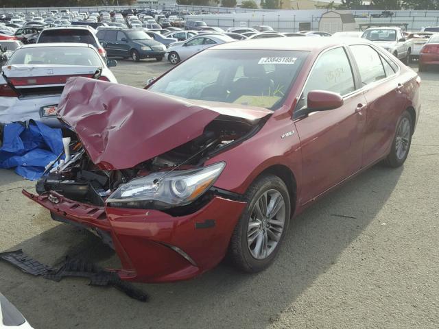 4T1BD1FK7FU172521 - 2015 TOYOTA CAMRY HYBR RED photo 2