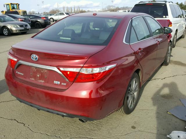 4T1BD1FK7FU172521 - 2015 TOYOTA CAMRY HYBR RED photo 4