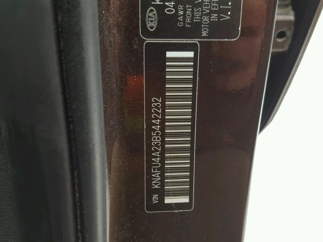 KNAFU4A23B5442232 - 2011 KIA FORTE EX MAROON photo 10