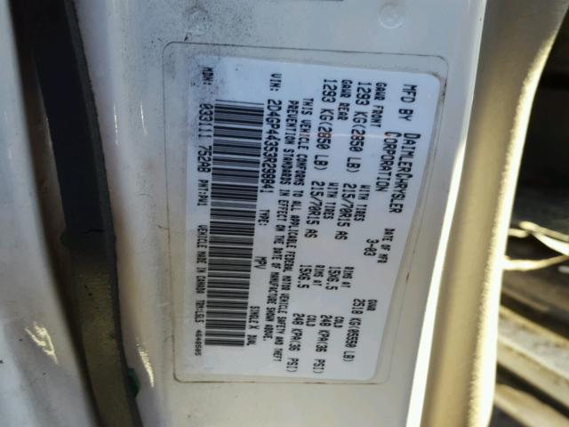 2D4GP44353R298841 - 2003 DODGE GRAND CARA WHITE photo 10