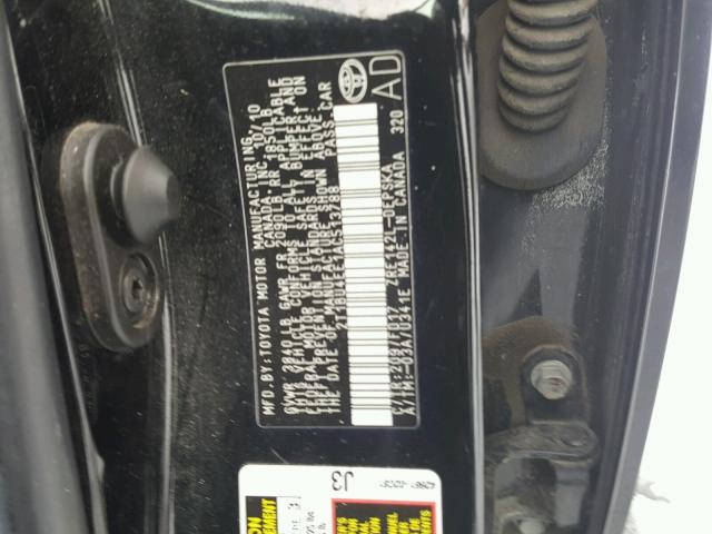 2T1BU4EE1AC513788 - 2010 TOYOTA COROLLA BA BLACK photo 10