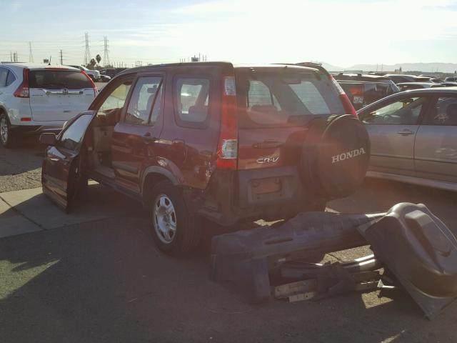 JHLRD68576C002207 - 2006 HONDA CR-V LX RED photo 3