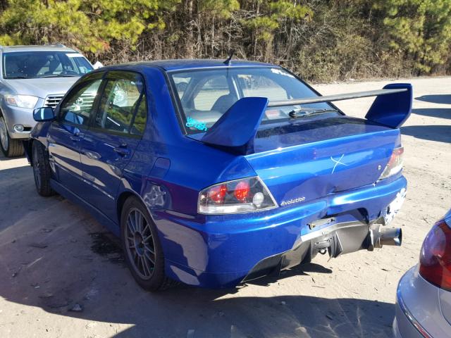 JA3AH86C06U031195 - 2006 MITSUBISHI LANCER EVO BLUE photo 3