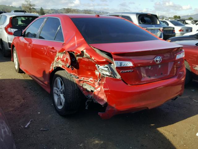 4T1BF1FK2CU567812 - 2012 TOYOTA CAMRY SE RED photo 3