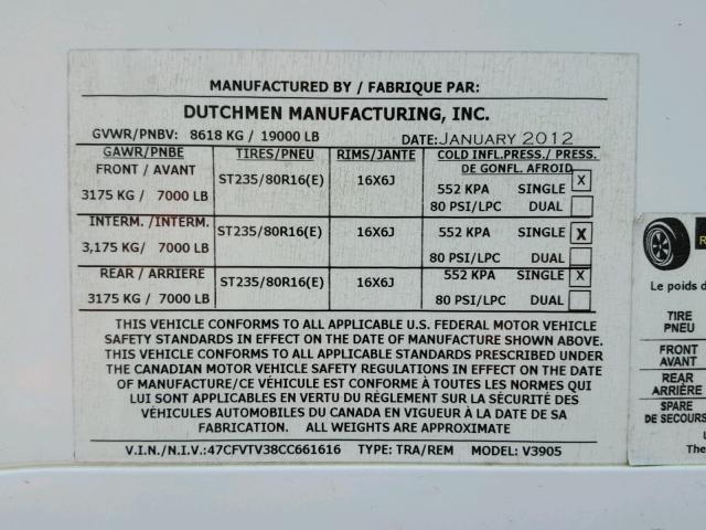 47CFVTV38CC661616 - 2012 DUTC VOLTAGE TWO TONE photo 10